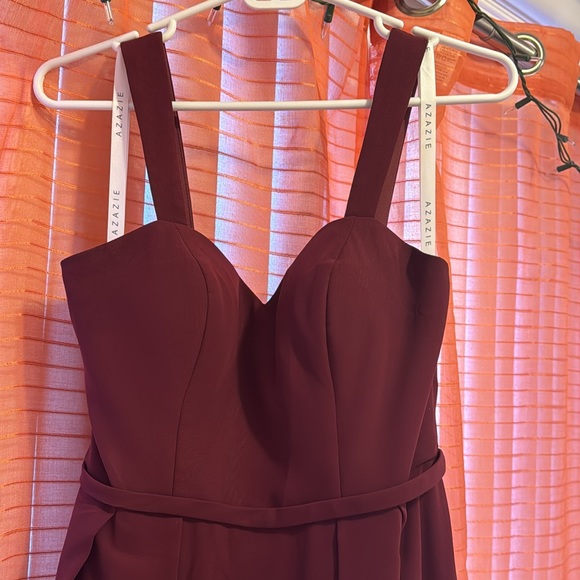 AZAZIE Simoan A-Line Sweetheart Neckline Chiffon Floor-Length Dress in Cabernet - Picture 8 of 11